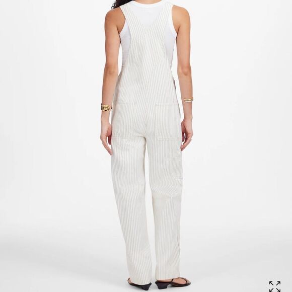 Madewell Overalls XS Oversized Ecru pinstripe - Picture 6 of 10